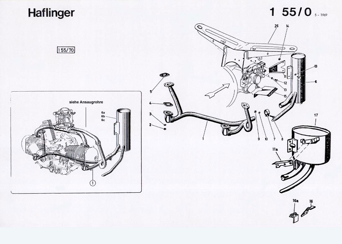 Haflinger, Auspuffanlage ohne Heizung